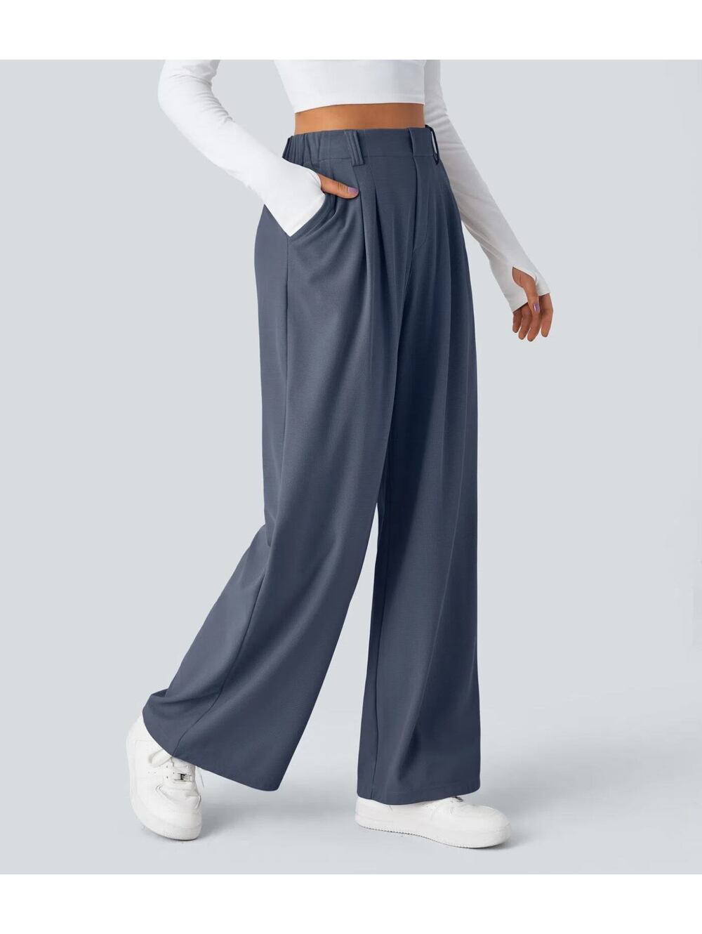 HALARA High Waisted Pocket Wide Leg Waffle Work Pants [3X Reg] image 3